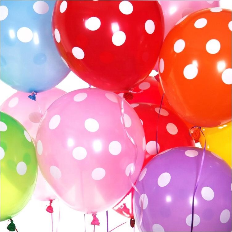 PMU Polka Dot Balloons - 6 Pack 11 Inch Pink With White Dots Premium Latex Party Balloons