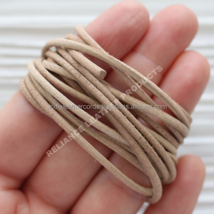 Cordón de cuero redondo natural rústico de 2,5mm 1mm 8mm para trenzado, abalorios y proyectos de bricolaje - Product Image 1