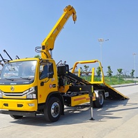 Dépanneuse routière à plateau plat DFAC 4x2 avec grue, camion de remorquage léger de 8 tonnes, camion de récupération de véhicules avec grue de 5 tonnes pour le sauvetage routier