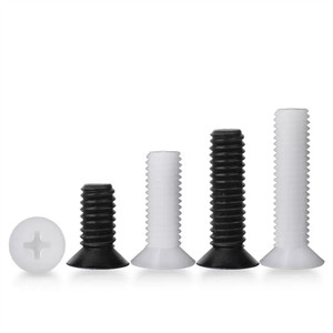 Tornillos de máquina de plástico de nylon con cabeza plana avellanada y hueca en cruz, M2, M2.5 x 4mm, 5mm, 6mm, M3, M4, M5 x 50mm, blancos - Product Image 1