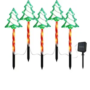 Hot Selling Garden Pathway Outdoor Decorations Solar Waterproof Led Christmas Tree Light Christmas Decorative Light Stake Light