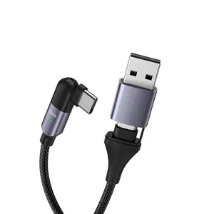 High Quality Nylon Braid 5A Phone Cable Micro USB 180 Degree Rotation Connector Type C Fast Charging Data Cable USB Cable