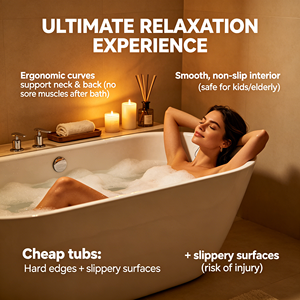 Baignoire autoportante moderne en acrylique pour adulte, ovale, profonde, sans joint, pour salle de bain domestique ou hôtelière - Product Image 5