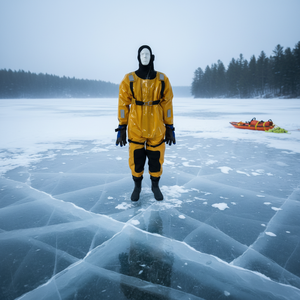 Combinaison de sauvetage sur glace en TPU avec bandes réfléchissantes multiples, conception thermique intégrée, fermeture éclair étanche - Product Image 5