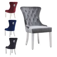 2022 nouvelle chaise tuftée grise de velours de luxe de jambe d'acier inoxydable moderne pour des meubles de salle à manger
