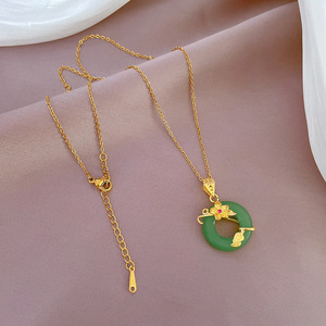 Collier en diamant micro-incrusté pour femme avec fleur <span class=keywords><strong>bague</strong></span> en jade Ins Internet célèbre chaîne <span class=keywords><strong>de</strong></span> clavicule accessoires Zircon pierre principale - Product Image 3