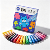 Ensemble de 18 bâtonnets de peinture assortis, faciles à nettoyer, séchage rapide, lavables, sans désordre, portables, en carton solide, cadeaux créatifs pour les tout-petits