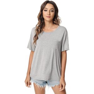 Chemise de nuit à manches courtes en viscose de bambou pour femme, haut de détente doux, t-shirt extensible, tailles S-XL - Product Image 1