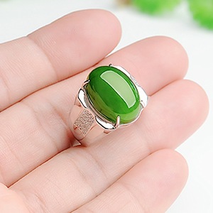 Vintage Luxus-Jadering, Kupfer-Silber-Plattierter <span class=keywords><strong>Ring</strong></span>, Verstellbarer Zirkon-<span class=keywords><strong>Ring</strong></span> für Damen und Herren - Product Image 6