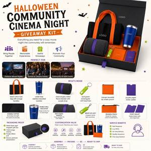 Kit Cadeau Personnalisé pour Halloween, Thanksgiving, Remise de Diplôme : Sac Fourre-tout, Gobelet, Couverture, Porte-clés LED, Pochette à Collations, Billet - Product Image 4