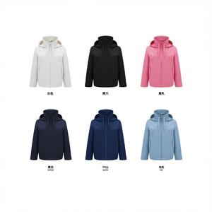 Manteau à capuche réversible pour femme HDJ, grande taille, automne-hiver, décontracté, fermeture éclair, couleur unie, manches longues, polyester tissé - Product Image 1