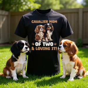Camiseta Cavalier King Charles Spaniel Mamá de dos cachorros para amantes de los perros - Product Image 3