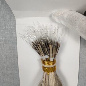 Dragonlash Factory 100% Human Hair Extension Double Drawn Plastic Nano <b>Ring</b> Hair Extensions Silicone Lined Nano Beads - Product Image 4