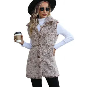 Colete de lã 430gsm para mulheres, casaco de alta qualidade com bolso grosso e quente, casaco de inverno de pele