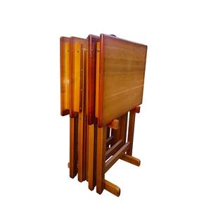 Lot de 4 plateaux pliants pour table snack avec étagère de rangement Solution de rangement pratique et peu encombrante - Product Image 5