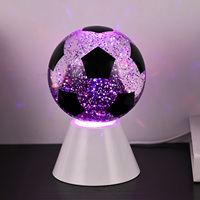 Nouvellement Design Cadeau RGB Changement de Couleur Batterie À L'intérieur De Glitter Liquide Étincelle Blanc Base Décor Veilleuse avec FOOTBALL Ball Shade