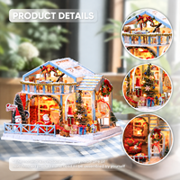 Kit Kerajinan Kayu Plastik Buatan Tangan Versi Upgrade Malam Bersalju Natal DIY Rumah Miniatur Kayu Kertas Puzzle 3D Penutup Debu