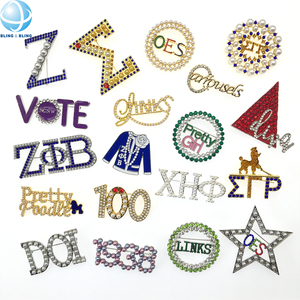 Spilla Personalizzata a Forma di Cuore con Strass e Lettera Greca Smaltata Zeta 1913 1920, Distintivo da Donna per Confraternite e Regali Socziali - Product Image 6