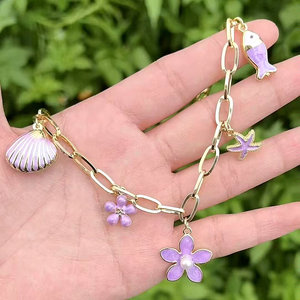 CH-LHN1449 bella collana rosa fiore/cuore/ciondolo <span class=keywords><strong>di</strong></span> <span class=keywords><strong>pesce</strong></span> placcato oro smalto collana <span class=keywords><strong>di</strong></span> stelle marine ciondolo oro ciondolo collana <span class=keywords><strong>di</strong></span> graffette - Product Image 2