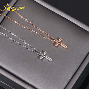 Joyería fina collar con colgante de diamante <span class=keywords><strong>925</strong></span> Plata sólida pase diamante probador Moissanite Cruz colgante - Product Image 6