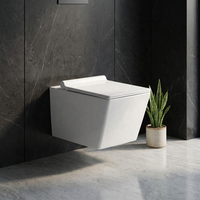 WC suspendu monobloc de luxe blanc mat, design moderne, cuvette colorée, avec réservoir encastré