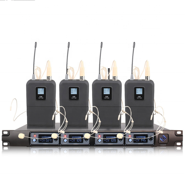 UHF Professional Wireless Microphone Headworn and Handled and Collar Microphone System Outdoor Sound System