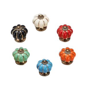 Pastoral Cartoon Multi Color Single Hole Children <strong>Bedroom</strong> Cabinet <strong>Door</strong> Drawer Ceramic Pumpkin Shape Style <strong>Knob</strong> - Product Image 2