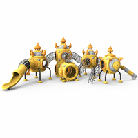 Structure de jeu commerciale multi-niveaux pour enfants, nouvelle conception personnalisée, avec toboggans d'extérieur et tunnel en filet