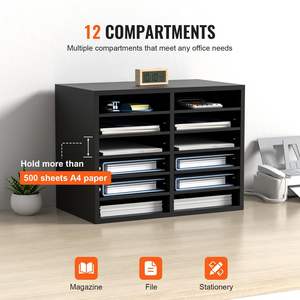 DB 12 compartiments organisateur de littérature en bois trieur de fichiers de bureau avec étagères amovibles fente de boîte aux lettres pour bureau usage domestique - Product Image 4