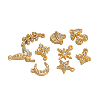 Pendentif en forme de lune, d'étoile et de cerise en zircon plaqué or 18 carats en acier inoxydable pour la fabrication de colliers et de bijoux DIY