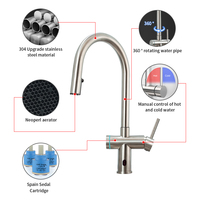 Robinet de cuisine moderne multifonction flexible en laiton, mitigeur chaud/froid à levier unique, à poser sur comptoir, avec douchette extractible