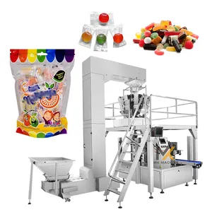 Multi Function Automatic Zipper Bag Doypack Pouch Sweet Gummy Bear Jelly Candy Packing Machine