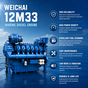 Motor SCDC Weichai Baudouin 12M33C1300-18 956kW 1800rpm 12 Cilindros, Motor Diésel Marino con CCS para Transbordadores de Pasajeros y Yates - Product Image 3