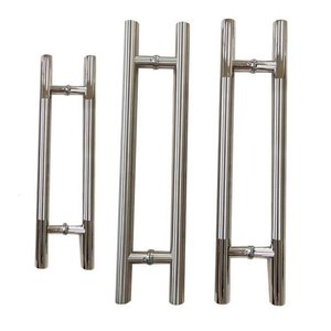Maniglia per Porta Scorrevole in Stile Moderno Cinese in Acciaio Inox e Legno con Vetro per Negozi e Hotel - Product Image 5