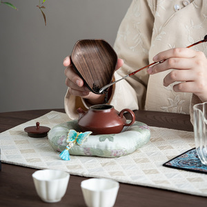 Juego de cucharas de té de madera de nogal, forma plana, cuchara de madera maciza, accesorio práctico para la ceremonia del té - Product Image 3