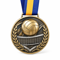 Médaille de tennis personnalisée en alliage de zinc 3D, couleur or antique, avec ruban, pour tournoi scolaire de tennis, souvenir sportif