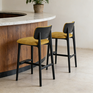 Tabourets <span class=keywords><strong>de</strong></span> bar contemporains <span class=keywords><strong>en</strong></span> <span class=keywords><strong>bois</strong></span> noir - Chaises <span class=keywords><strong>de</strong></span> comptoir <span class=keywords><strong>en</strong></span> tissu pour bar commercial/hôtel |   Sièges hauts confortables - Product Image 3