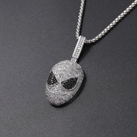 Micro-Set Zircon Alien Collier Laiton Hip Hop Accessoires avec Chaîne à Maillons pour Discothèque Rap Trendy Hip Hop Style