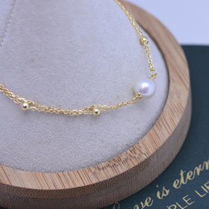 Bracelet en perles Zhuji Danshui pour femmes, 7-8 mm, forte luminosité, presque sans défaut, argent S925, double rangée, colliers superposés tendance - Product Image 2