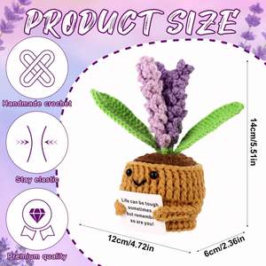 Positive Lavender Crochet Potted Plants Creative Knitted Potted Plant Emotional Lavender Flower Crochet Potato Home <b>Decor</b> - Product Image 4
