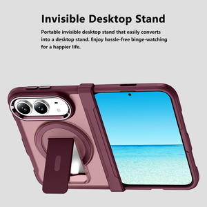 Funda Magnética Doble para iPhone OEM/ODM con Soporte Invisible para Escritorio, Marco Metálico para Lente de Cámara y Cubierta Antigolpes de TPU+PC - Product Image 2