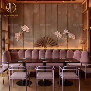 Muebles de Madera y Terciopelo para Cafetería, Restaurante o Hotel de Lujo Moderno, Mesa Cuadrada, Sillas, Bancos y Asientos Tipo Booth - Product Image 2