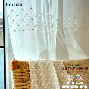 Estilo bordado cortina transparente tela ventana cortinas sala de estar - Product Image 1