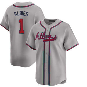 Jersey Baseball Road Atlanta Braves Abu-abu Pria 2025 | Logo Bordir Jahitan Khusus | Seragam Ukuran Besar yang Bernapas - Product Image 1