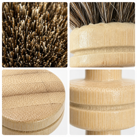 Brosse de nettoyage réutilisable pour casseroles et poêles, avec poignée en bambou, poils de cheval naturels, écologique, anti-rayures, ronde, pour la cuisine