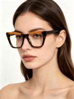 UAN UAI Nuevo Estilo de Moda: Monturas Ópticas de Acetato de Alta Calidad para Mujer con Diseño de Ojo de Gato Grande, Montura Óptica de Acetato Grueso