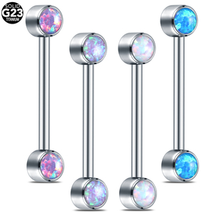 Anneaux de piercing pour tétons en titane G23 avec filetage interne, anneaux de piercing pour langue en opale, barres industrielles pour hélix, bijoux de piercing - Product Image 1