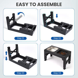 Mangkuk anjing yang ditinggikan, untuk anjing kecil sedang 5 tinggi dapat diatur mangkuk hewan peliharaan berdiri dengan 2 baja tahan karat antiselip mangkuk makanan anjing - Product Image 6