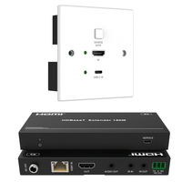 Plaque murale d'extension HDBaseT 2x1 18 Gbit/s avec entrées USB-C/HDMI, prend en charge le PoC bidirectionnel et l'IR bidirectionnel, RS-232