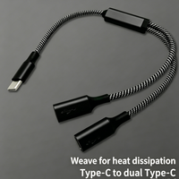 Câble d'extension USB-C vers double USB-C femelle tressé en nylon, 0,3 m, 1 m, 2 m, synchronisation rapide des données, dongle OTG, logo OEM, type C